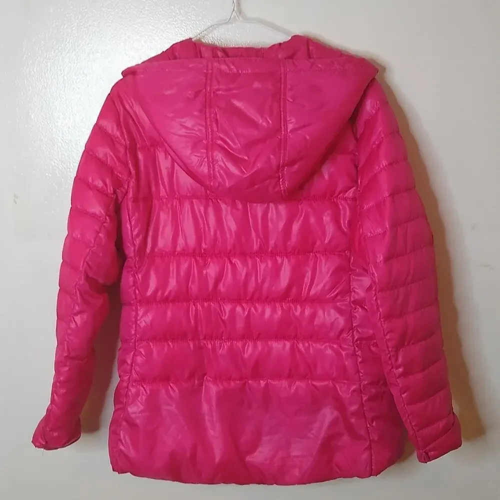 Slalom girls Size Large pink puffer hoodie jacket. Warm Barbie